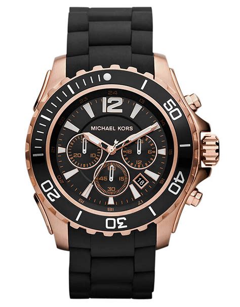 men's michael kors black watch|Michael Kors black silicone watch.